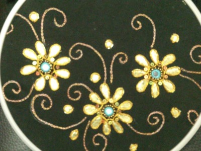 Hand embroidery. Mirror work with gotta patti design.