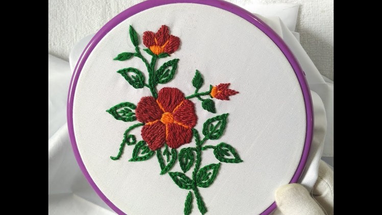 Hand Embroidery - Nice Flower with Romanian Stitch (Cushion Cover Embroidery design)