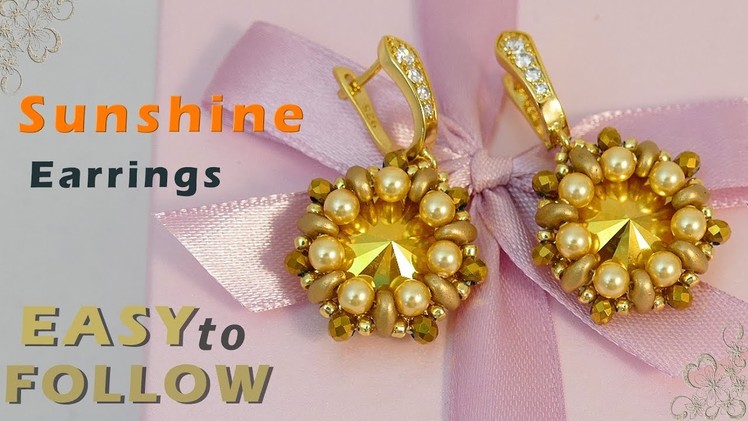 Handmade jewelry- beaded earrings with 14 mm rivolis