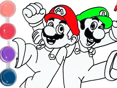 How to Draw & Color Mario & Luigi Bros | Drawing Nintendo & Learning Kids | Toddlers Learn Colors HD
