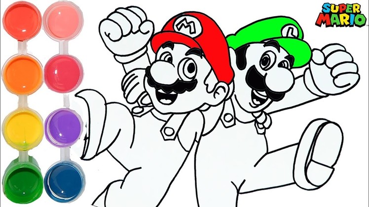 How to Draw & Color Mario & Luigi Bros | Drawing Nintendo & Learning Kids | Toddlers Learn Colors HD
