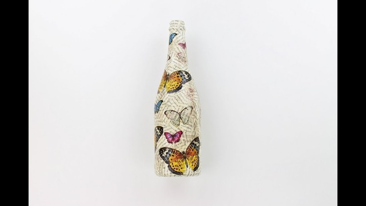 How to make a decoupage bottle - Fast & Easy Tutorial - DIY