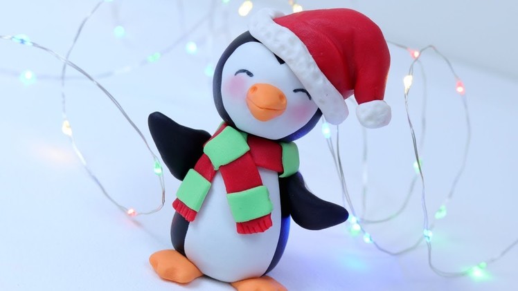 How to make fondant Christmas Penguin cake topper tutorial
