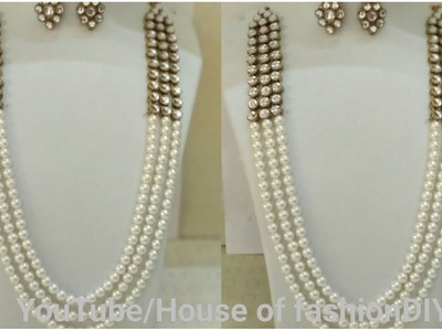How To Make Latest Pearl Chain Jewellery||Kundan Jewellery. !