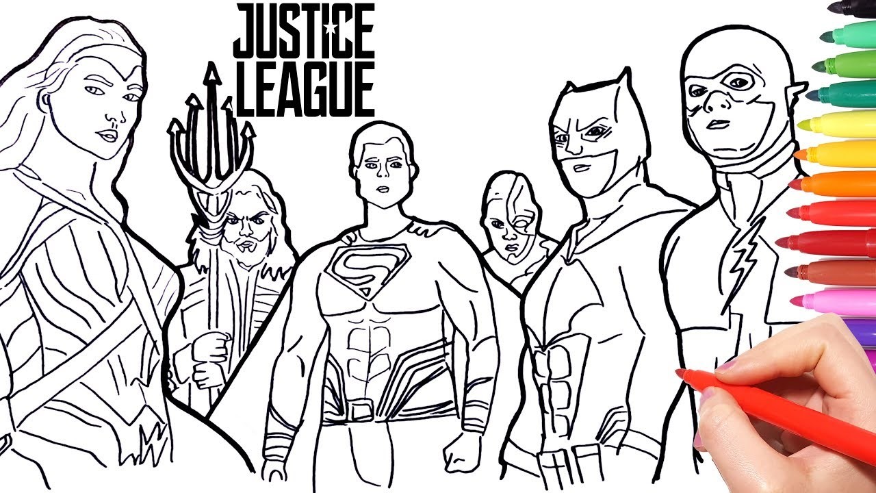 Justice League Coloring Pages How To Draw Batman Superman Wonder Woman Flash Aquaman Superheroes