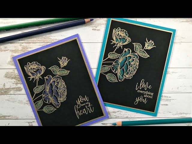 Lacquerware Inspired Hearts & Flowers Card