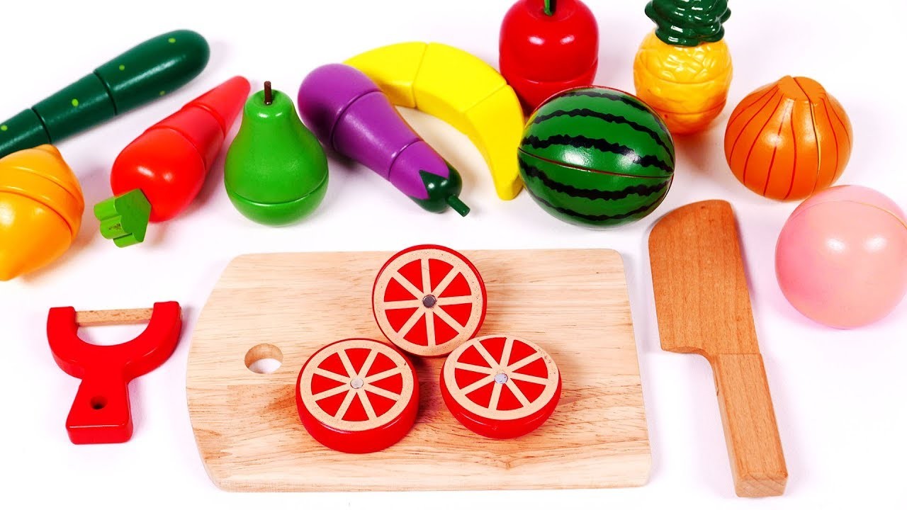 Learn Colors with Cutting Fruit and Vegetables Playset Toys for Children