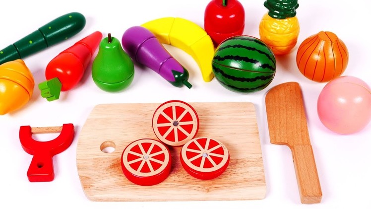 Learn Colors with Cutting Fruit and Vegetables Playset Toys for Children