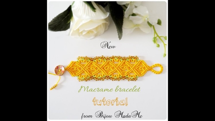 Macrame bracelet tutorial. DIY macrame jewelry. How to make cuff macrame bracelet with beads.