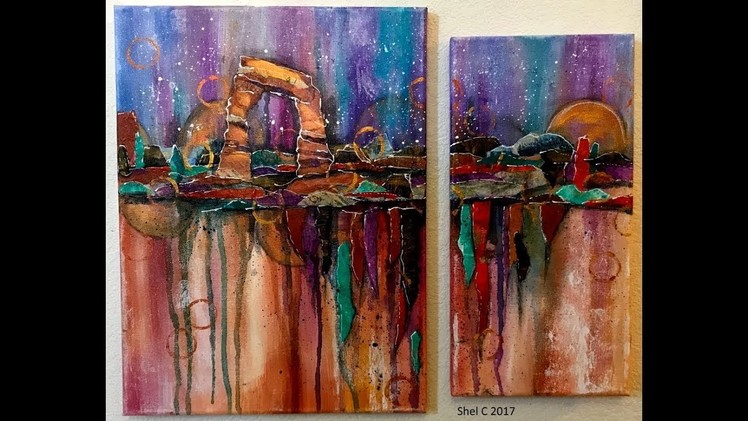 Mixed Media Abstract Canvas Duo - Gift for my BFF