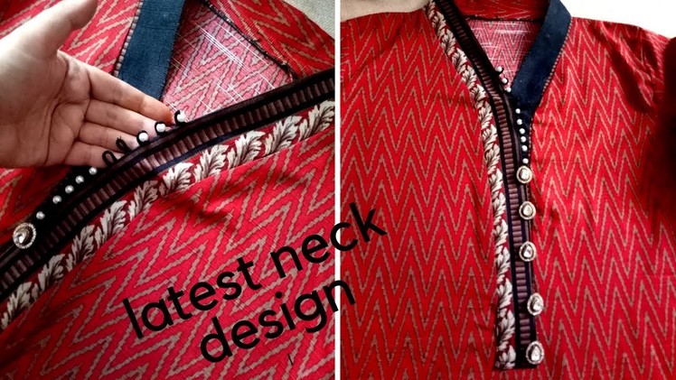 New and latest Neck Design with Pearls for Kurtis.suits.kurtas