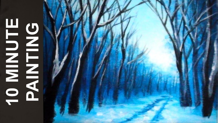 Painting a Snow Covered Winter Road with Acrylics in 10 Minutes!