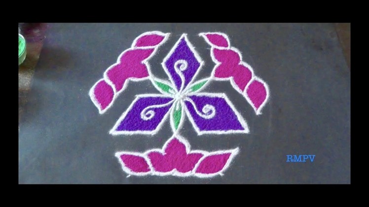 Rangoli Design With COLOURS and dots for fesitvals and competitions 9x5