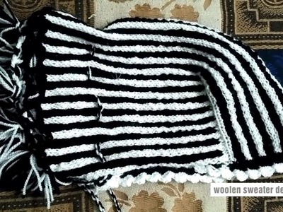 Sweater design - woolen cap design for kids or baby in hindi | two colour sweater design for baby