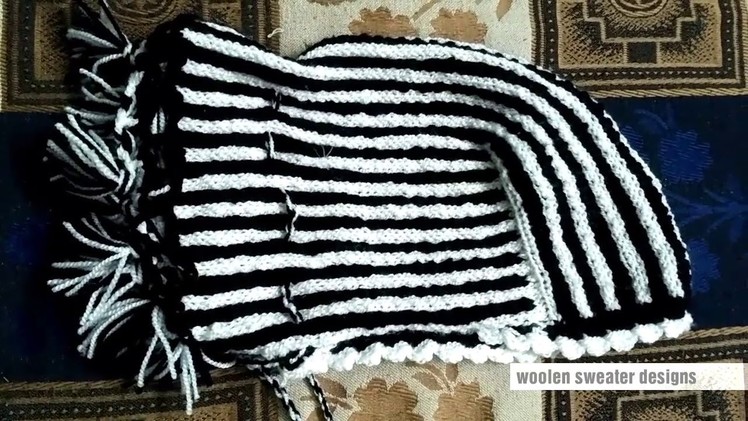 Sweater design - woolen cap design for kids or baby in hindi | two colour sweater design for baby