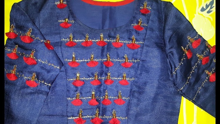 Tassel embroidery for Crop tops.saree blouses.kurti necks |DIY|