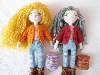 Tiny doll crochet. How to crochet mini backpack and Cardigen