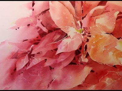 Transparent Watercolor Negative Painting Demonstration, Poinsettia II