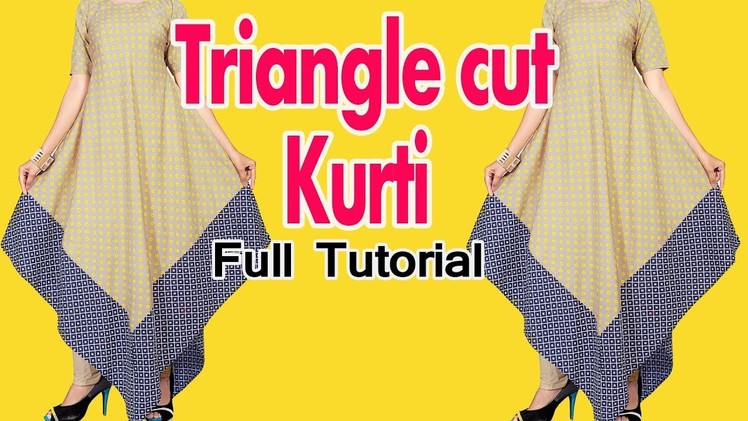 Triangle cut kurti (cutting and stitching) in hindi