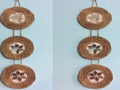 Wall hanging of rope and mirror
