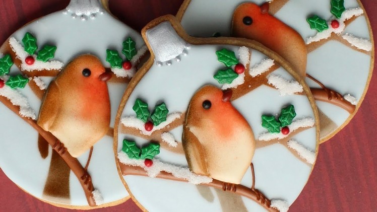 Winter Wonderland Cookies with Robin a Sweet Christmas Cookie -Satisfying video