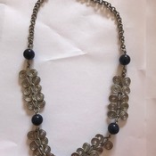 Wire chain necklace with black bead