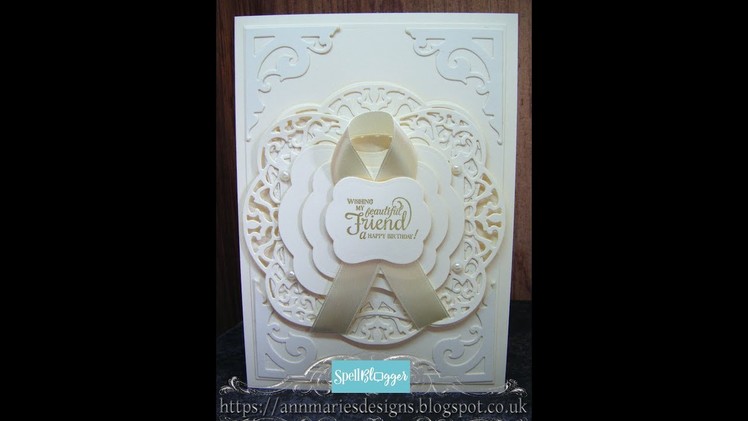 14. Spellbinders Ivory Ornate Layered Birthday Card