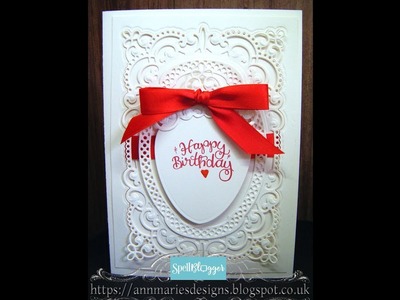 22.Spellbinders Ivory Red Chantilly Lace Birthday Card