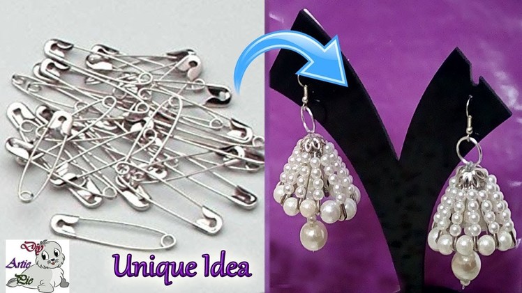 #99 Unique Diy Idea with Safety Pin | Jhumkas making with Safety Pin -Innovative Idea-Jewelry Making