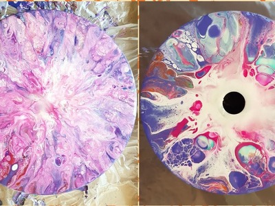 Acrylic pour on glass and a CD. cool results with this easy technique