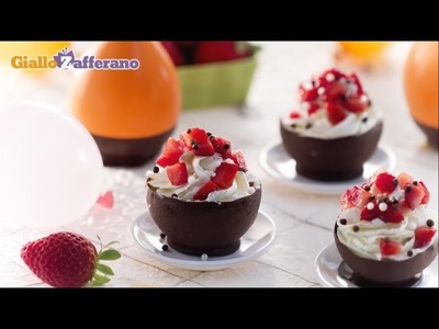 Chocolate bowls with chantilly cream and strawberries - kid friendly recipe