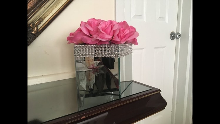 DIY GLAM MIRRORED FLOWER BOX WITH DOLLARSTORE PRODUCTS