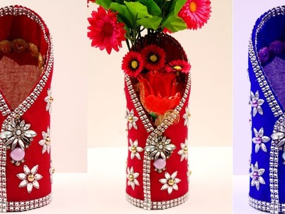 DIY - Plastic bottle vase - Plastic bottle recycling ideas flower vase - Plastic bottle craft ideas