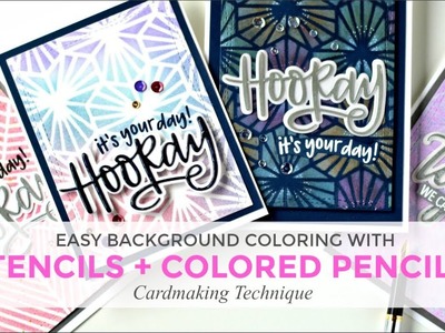 Easy  backgrounds with colored pencils and Neat and Tangled  stencils