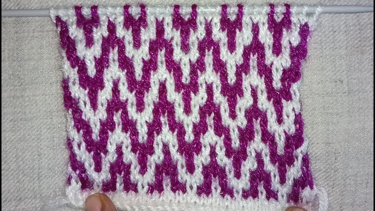 Easy Two Color Knitting Pattern No.61(using written sheet) (बिना  डबल धागे चलाए )|Hindi
