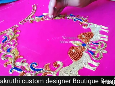Embroidery Blouse designs lion design,Zardosi designs