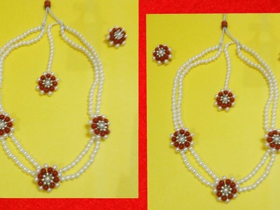 Full jewellery tutorial | diy handmade beads flowers jewellery | haldi and mehndi bridal jewellery