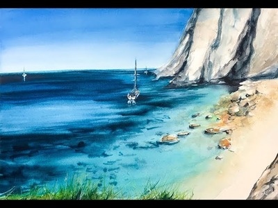 Greek Island in Watercolors Painting Tutorial Ελλάδα σε υδατογραφίες