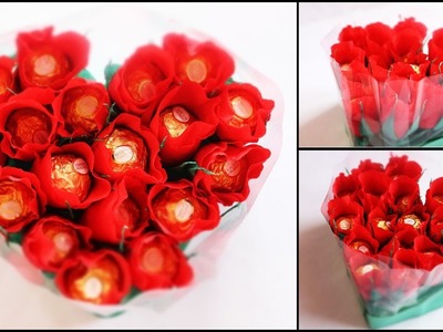 Heart Shape Chocolate Bouquet making | Valentine's Day Gift Idea | DIY Rose Bouquet