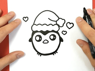 HOW TO DRAW A CHRISTMAS PENGUIN CUTE AND EASY