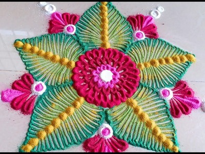 How to DRAW Beautiful and colourful Rangoli Designs for Festivals Like Pongal,Sankranti,Christmas!