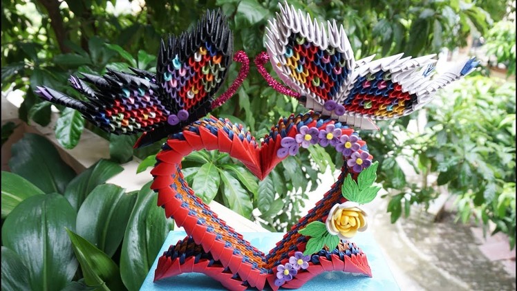 HOW TO MAKE 3D ORIGAMI BUTTERFLIES | DIY PAPER BUTTERFLIES ON HEART STAND VALENTINE GIFT