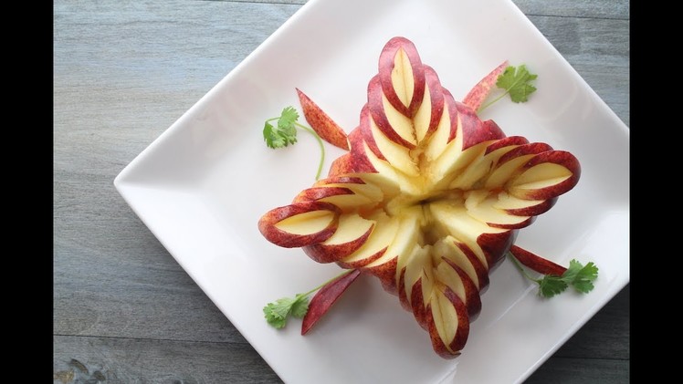 How To Make Beautiful Apple Flowers Art In Apple Swan Zucchini Rose Carving Garnish