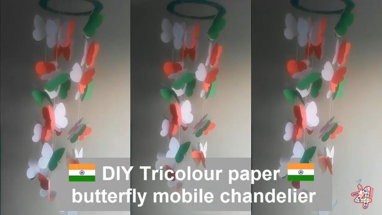 How to make Tricolour paper butterfly mobile chandelier