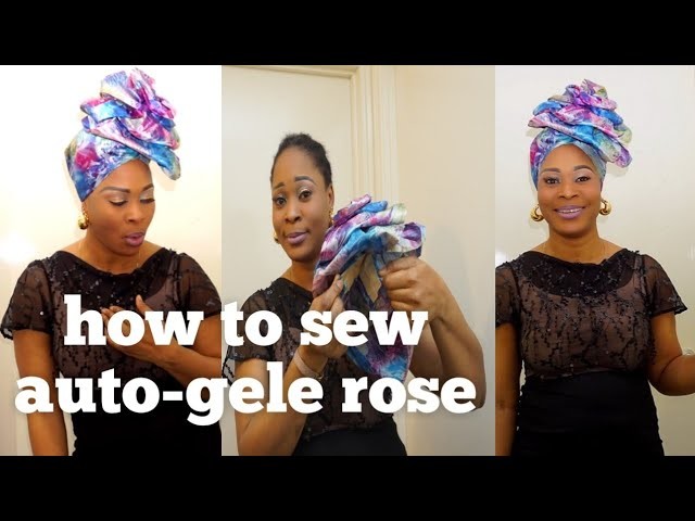 How to sew auto-gele rose, step by step tutorial