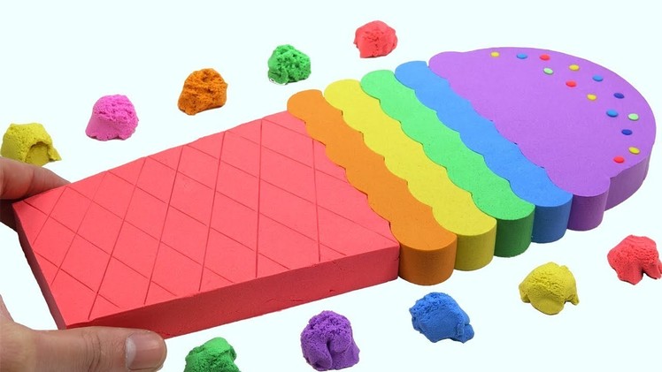 Learn Colors Kinetic Sand Rainbow Ice Cream Cake Surprise Toys How To Make For Kids