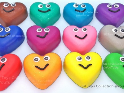 Learn Colors Play Doh Heart Peppa Pig Ice Cream Elmo Molds Surprise Toys Kinder Joy Num Noms Fun
