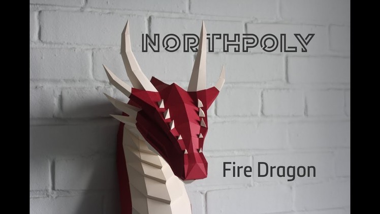 Low poly Fire Dragon. Papercraft. Timelapse
