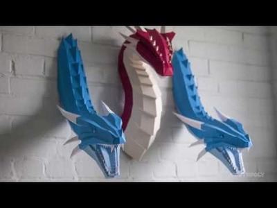 Low poly Ice Dragon. Papercraft. Timelapse
