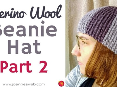 Merino Wool Beanie Hat PART 2 - Easy Knitted Two Color Beanie Hat - Merino Wool Yarn Knit Cap